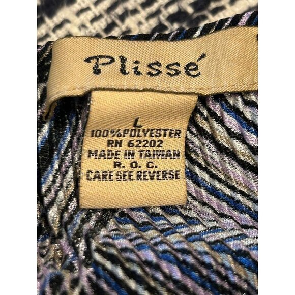 Plissé Womens‎ Large Sleeveless Pleated Top Shell With Geometric Pattern - Picture 6 of 7